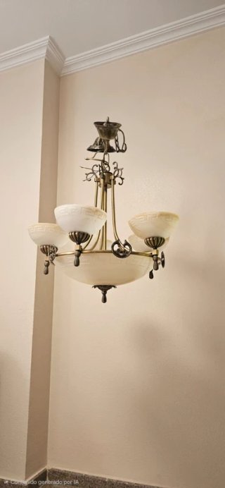 Lámpara colgante neoclásica de cristal y metal
