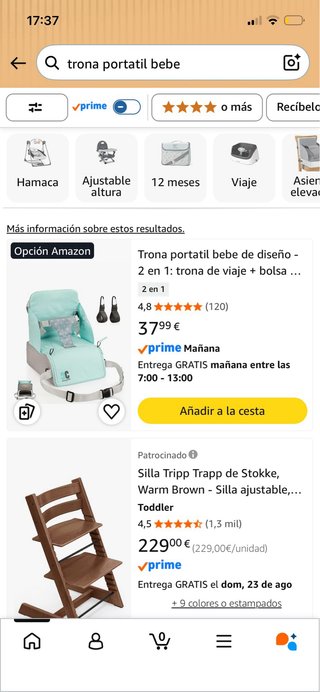 Trona portátil CALACOD nueva + ganchos carrito