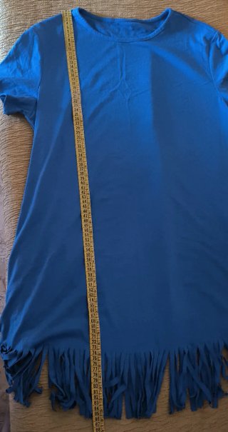 Camisola playera azul con flecos