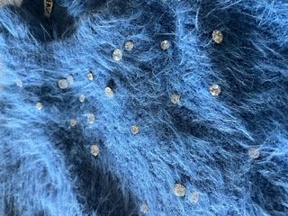 Jersey Zara Azul Peludo con Pedrería Talla S