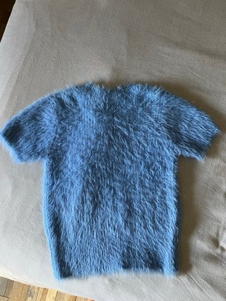 Jersey Zara Azul Peludo con Pedrería Talla S