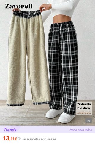 Pantalones de cuadros forrados talla única