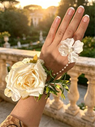 Pulsera con flor y perlas