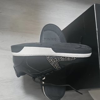 Sneakers Pinko Nere con Strass Argento