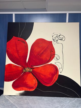 Lienzo Flor Roja 120x120cm