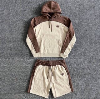 Conjunto Sudadera y Shorts Marrón y Beige