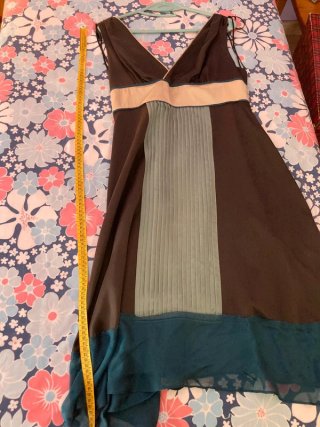 Vestido de seda T.42 negro y azul. 100% seda. T.42