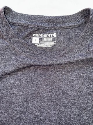 Camiseta Carhartt manga larga gris logo naranja