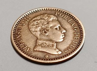 Moneda 2 céntimos cobre Alfonso XIII 1905  MBC