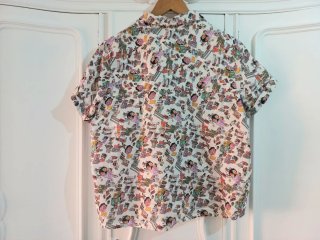 Camisa lino Nicole Miller Estampado Playa Vintage