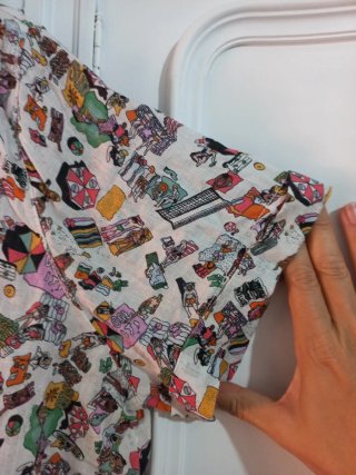 Camisa lino Nicole Miller Estampado Playa Vintage