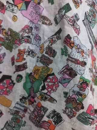 Camisa lino Nicole Miller Estampado Playa Vintage