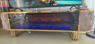 Mueble TV con chimenea, Bluetooth y sonido