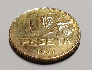 Moneda 1 Peseta 1937 España La Rubia