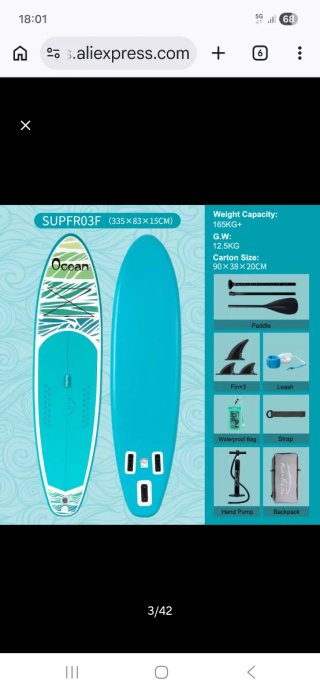 Tabla Padel Surf Ocean Azul