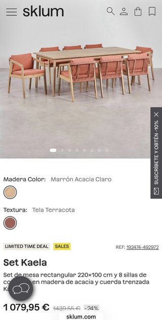 Conjunto mesa y sillas de jardín