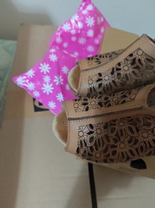 Zapatos boho tacón beige/marrón