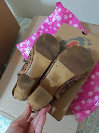 Zapatos boho tacón beige/marrón