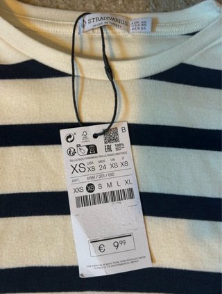 Stradivarius Camiseta Rayas Blancas Y Negras Manga
