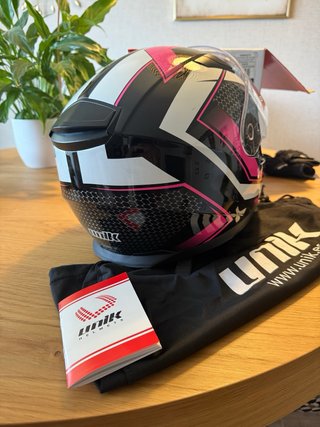 Casco Moto Unik Talla S Rosa/Negro