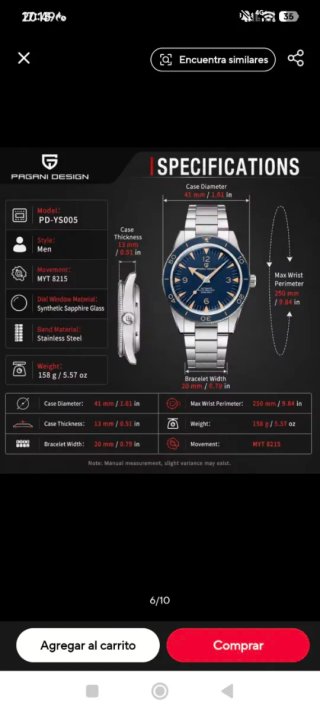 Reloj Pagani Design PD-YS005 Acero Azul