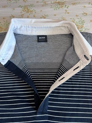 Polo BOSS Negro y Gris Rayas Degradadas