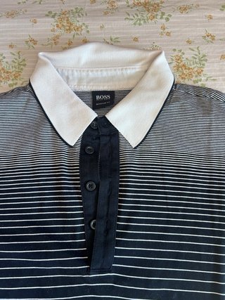 Polo BOSS Negro y Gris Rayas Degradadas