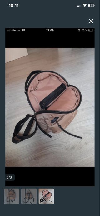 Mochila acolchada beige