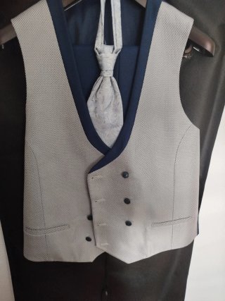 Traje de ceremonia Enzo Romano azul y gris