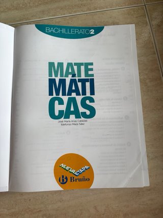 Libro Matemáticas 2º Bachillerato Bruño Nuevaetapa