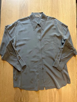Jil Sander Vintage 100% Silk Grey Oversized Shirt