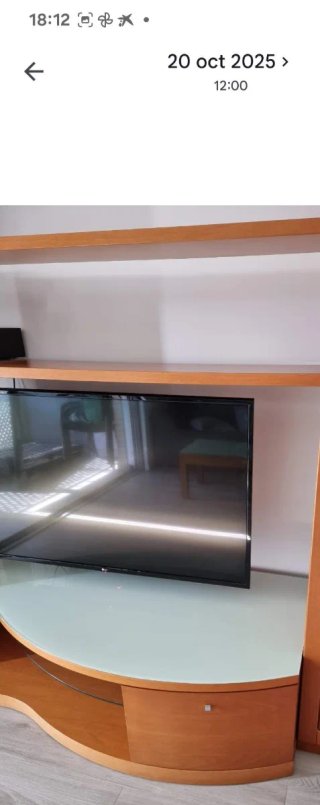 Mueble TV madera y cristal