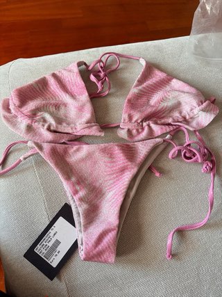 Costume bikini Mameana rosa e argento TG. S