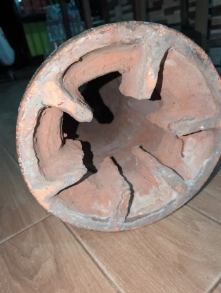 Columna pedestal antiguo policromado