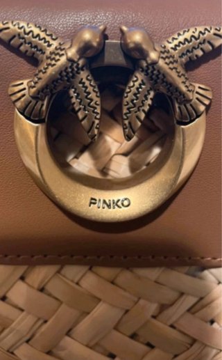 Borsa Pinko Rafia Pelle Marrone