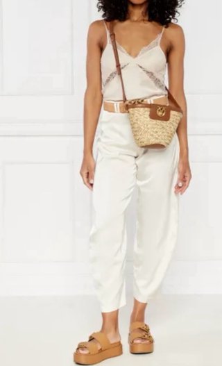 Borsa Pinko Rafia Pelle Marrone