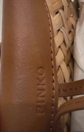 Borsa Pinko Rafia Pelle Marrone
