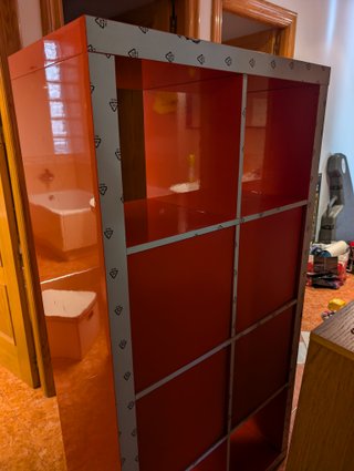 Kallax 8x2 Ikea Rojo con 4 cajones