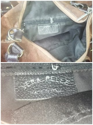 Bolso de ante marrón y piel Made In Italy