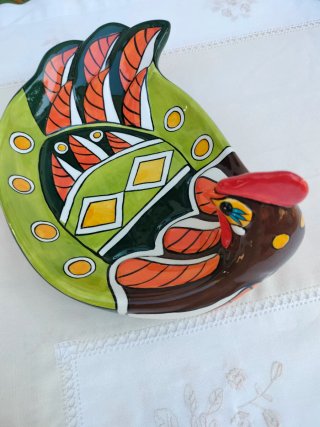 Frutero Cerámica Gallina Decorada