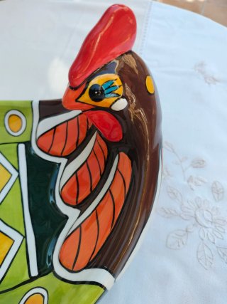 Frutero Cerámica Gallina Decorada
