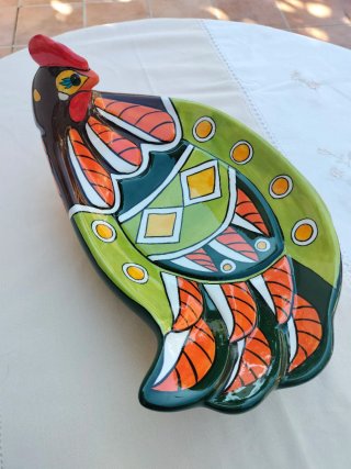 Frutero Cerámica Gallina Decorada