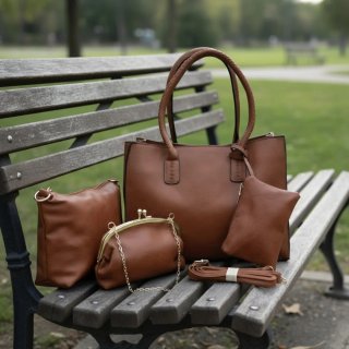 Set de 4 bolsos marrones