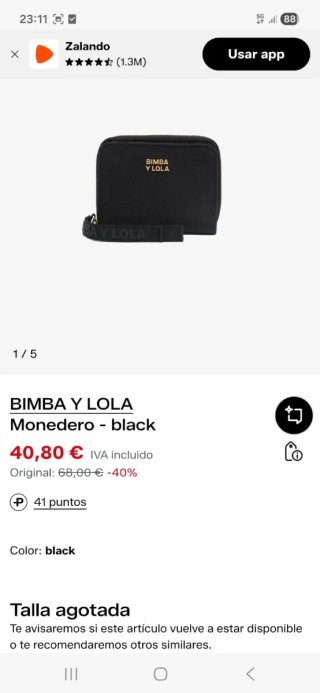Cartera BIMBA Y LOLA negra nueva