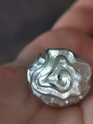 Anillo Plata Flor Rosa Laminada