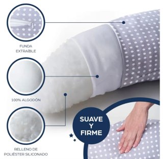 Almohada de lactancia gris lunares