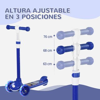 Patinete Infantil 3 Ruedas LED Altura Ajustable
