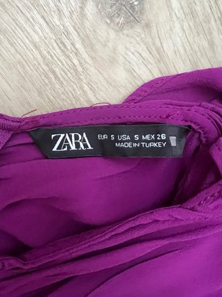 Vestido Zara Morado Ruched Botones