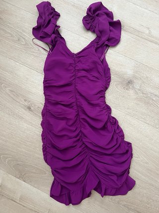 Vestido Zara Morado Ruched Botones