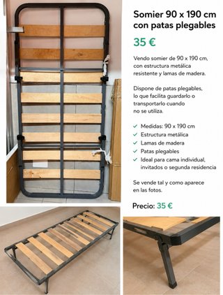 Somier plegable 90x190cm